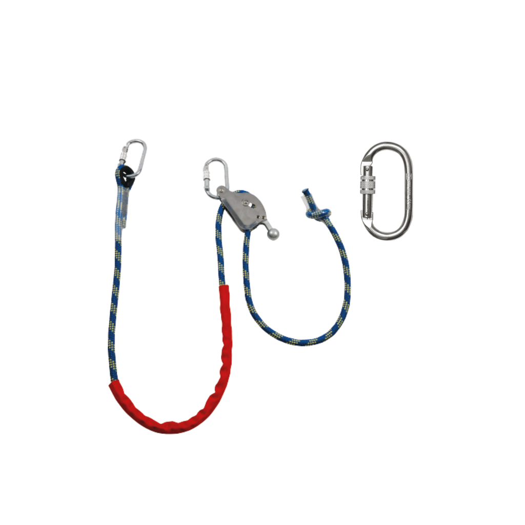 Self-adjusting positioning lanyard with connectors included